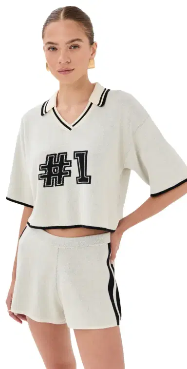 State & Lake V Neck Varsity Jersey White/Black | Thumbnail 1 State & Lake V Neck Varsity Jersey White/Black | Thumbnail 1