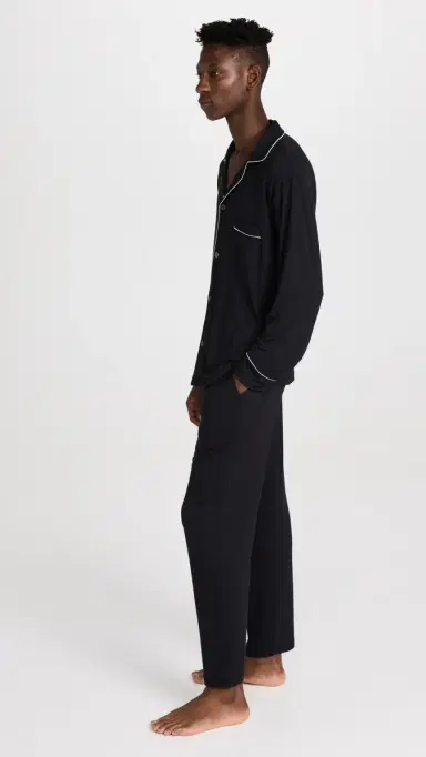 Eberjey William Modal Long Pajamas Set Black/Ivory M | Thumbnail 4 Eberjey William Modal Long Pajamas Set Black/Ivory M | Thumbnail 4