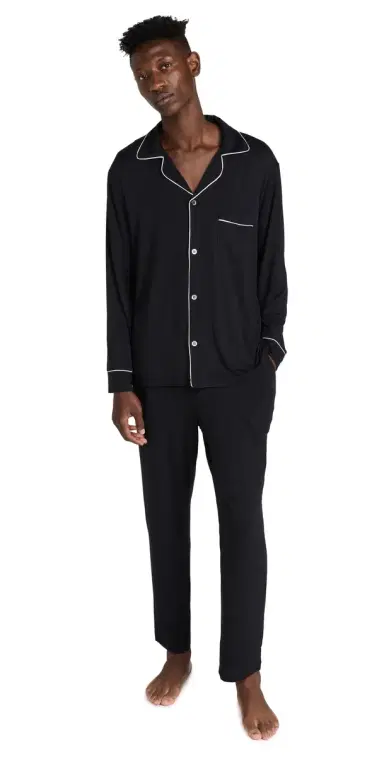 Eberjey William Modal Long Pajamas Set Black/Ivory M | Thumbnail 1 Eberjey William Modal Long Pajamas Set Black/Ivory M | Thumbnail 1