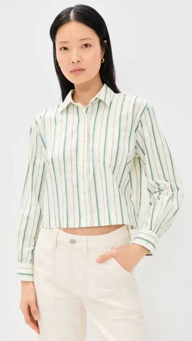 Birds of Paradis Nessa tripe Shirt Verde tripes | Thumbnail 2 Birds of Paradis Nessa tripe Shirt Verde tripes | Thumbnail 2