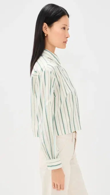 Birds of Paradis Nessa tripe Shirt Verde tripes | Thumbnail 4 Birds of Paradis Nessa tripe Shirt Verde tripes | Thumbnail 4