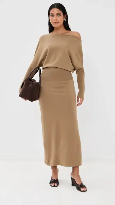 SIMKHAI Janese Off Shoulder idi Dress Camel | Thumbnail 2 SIMKHAI Janese Off Shoulder idi Dress Camel | Thumbnail 2