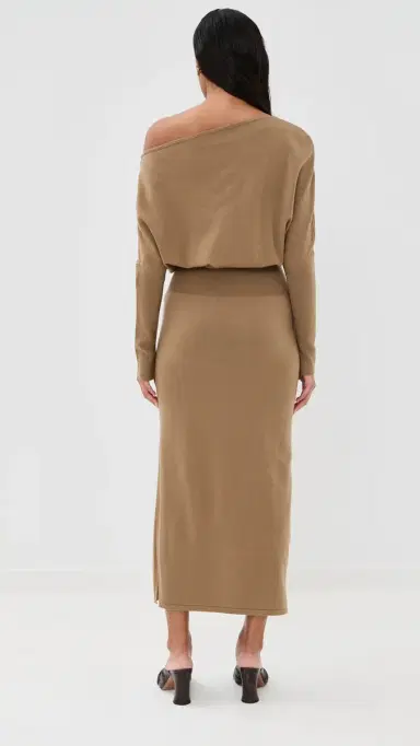 SIMKHAI Janese Off Shoulder idi Dress Camel | Thumbnail 3 SIMKHAI Janese Off Shoulder idi Dress Camel | Thumbnail 3