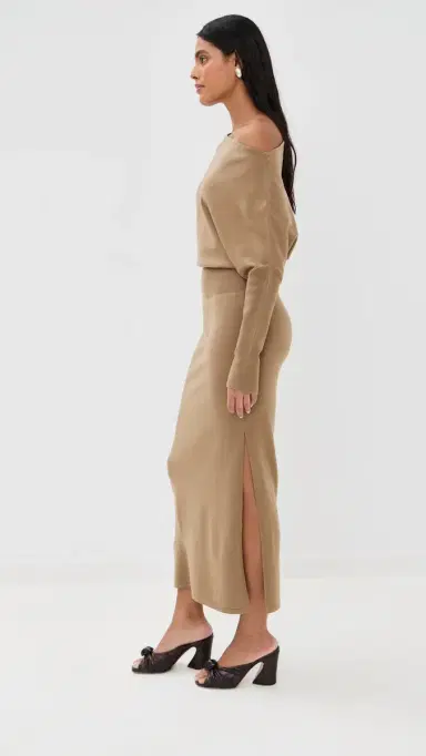 SIMKHAI Janese Off Shoulder idi Dress Camel | Thumbnail 4 SIMKHAI Janese Off Shoulder idi Dress Camel | Thumbnail 4