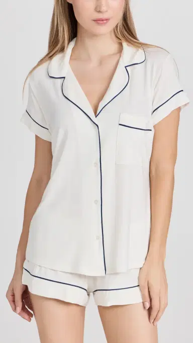 Eberjey Gisele hortie Pajama Set Pure /Navy | Thumbnail 2 Eberjey Gisele hortie Pajama Set Pure /Navy | Thumbnail 2