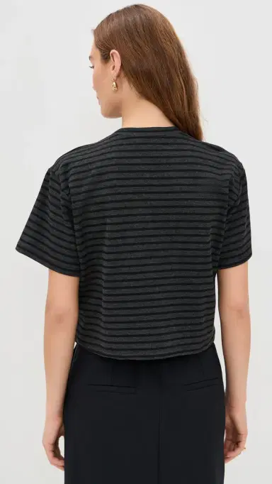 LE BOP Hazel Cropped Tee Charcoal/Black Stripe S | Thumbnail 3 LE BOP Hazel Cropped Tee Charcoal/Black Stripe S | Thumbnail 3