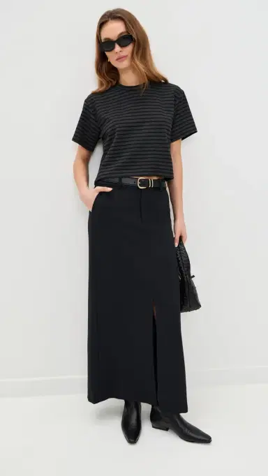 LE BOP Hazel Cropped Tee Charcoal/Black Stripe S | Thumbnail 5 LE BOP Hazel Cropped Tee Charcoal/Black Stripe S | Thumbnail 5