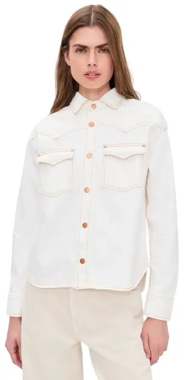 SLVRLAKE Cassidy Denim Button Down Shirt Natural White | Thumbnail 1 SLVRLAKE Cassidy Denim Button Down Shirt Natural White | Thumbnail 1