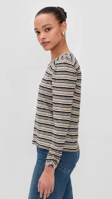 Veronica Beard Jean Bouvet Tee Variegated Multi Stripe | Thumbnail 4 Veronica Beard Jean Bouvet Tee Variegated Multi Stripe | Thumbnail 4