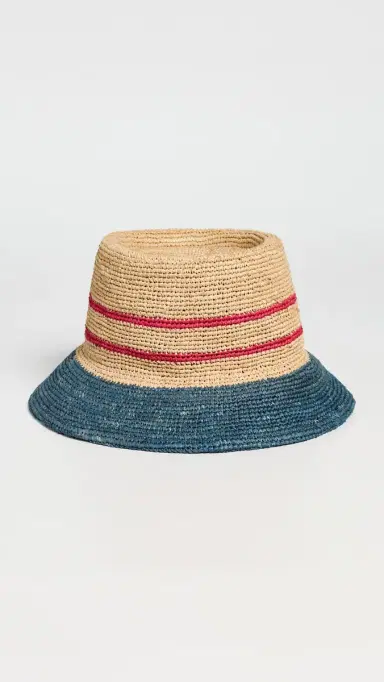 Brixton Ellee Straw Bucket Hat Natural/Navy/Red | Thumbnail 2 Brixton Ellee Straw Bucket Hat Natural/Navy/Red | Thumbnail 2
