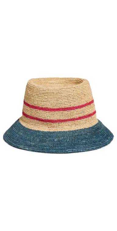 Brixton Ellee Straw Bucket Hat Natural/Navy/Red | Thumbnail 1 Brixton Ellee Straw Bucket Hat Natural/Navy/Red | Thumbnail 1