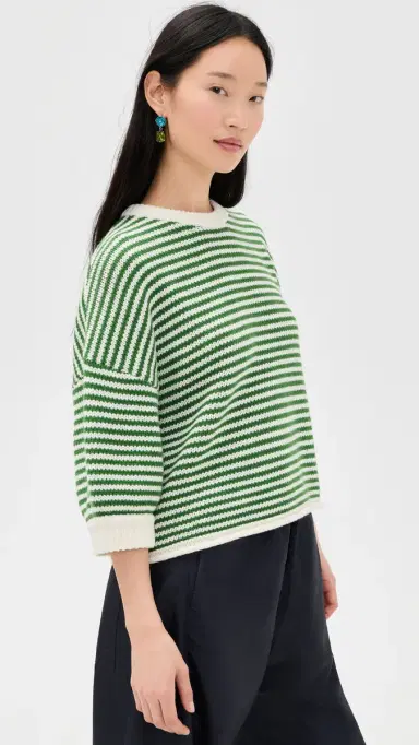 Secular Wool Knit Sweater Green Stripe | Thumbnail 4 Secular Wool Knit Sweater Green Stripe | Thumbnail 4