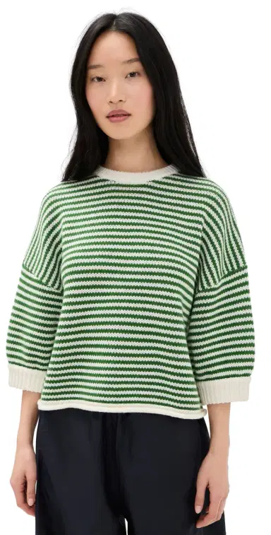 Secular Wool Knit Sweater Green Stripe | Thumbnail 1 Secular Wool Knit Sweater Green Stripe | Thumbnail 1