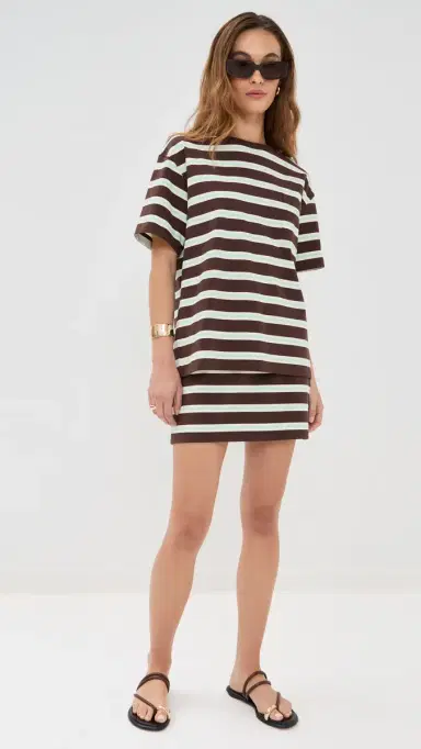LE BOP Brie Striped Skirt Chocolate//Mint | Thumbnail 5 LE BOP Brie Striped Skirt Chocolate//Mint | Thumbnail 5