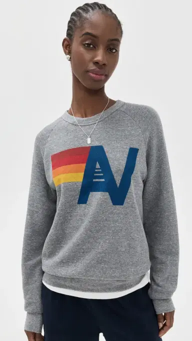 Aviator Nation Logo Crew Sweatshirt Heather Grey M | Thumbnail 2 Aviator Nation Logo Crew Sweatshirt Heather Grey M | Thumbnail 2