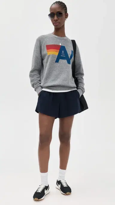 Aviator Nation Logo Crew Sweatshirt Heather Grey M | Thumbnail 5 Aviator Nation Logo Crew Sweatshirt Heather Grey M | Thumbnail 5