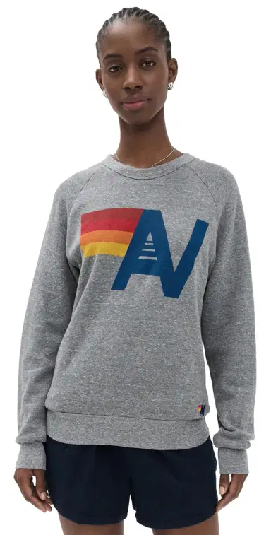 Aviator Nation Logo Crew Sweatshirt Heather Grey M | Thumbnail 1 Aviator Nation Logo Crew Sweatshirt Heather Grey M | Thumbnail 1