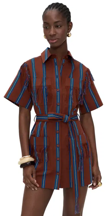 ALÉMAIS Noura Fringe Mini Dress Stripe | Thumbnail 1 ALÉMAIS Noura Fringe Mini Dress Stripe | Thumbnail 1