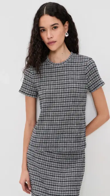 Vince Short Sleeve Crew Neck Blouse Eclipse Combo | Thumbnail 2 Vince Short Sleeve Crew Neck Blouse Eclipse Combo | Thumbnail 2
