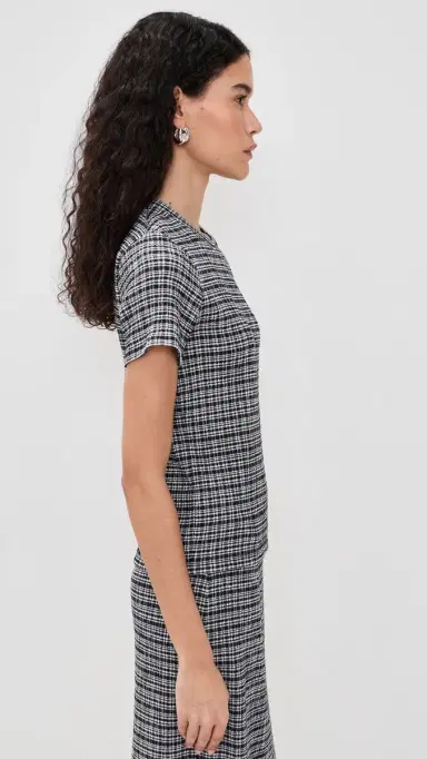 Vince Short Sleeve Crew Neck Blouse Eclipse Combo | Thumbnail 4 Vince Short Sleeve Crew Neck Blouse Eclipse Combo | Thumbnail 4