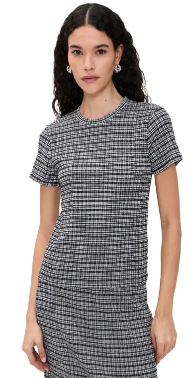 Vince Short Sleeve Crew Neck Blouse Eclipse Combo | Thumbnail 1 Vince Short Sleeve Crew Neck Blouse Eclipse Combo | Thumbnail 1