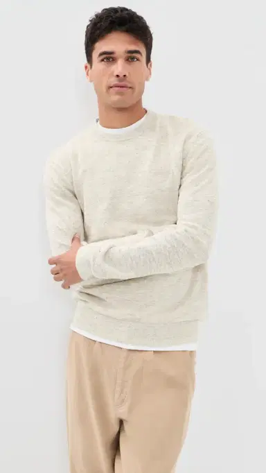 Barbour Flaxby inen Blend Crew Neck Tee Neutral | Thumbnail 2 Barbour Flaxby inen Blend Crew Neck Tee Neutral | Thumbnail 2