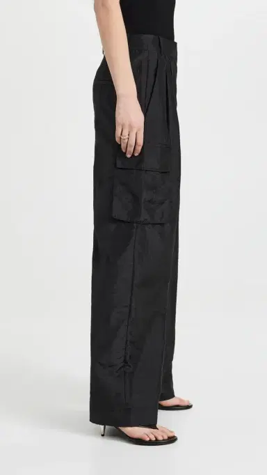 Tibi Crispy Nylon Pleated Cargo Pant Black 4 | Thumbnail 4 Tibi Crispy Nylon Pleated Cargo Pant Black 4 | Thumbnail 4