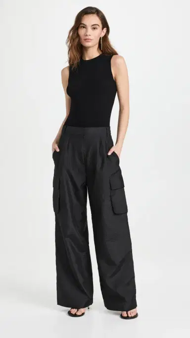 Tibi Crispy Nylon Pleated Cargo Pant Black 4 | Thumbnail 5 Tibi Crispy Nylon Pleated Cargo Pant Black 4 | Thumbnail 5