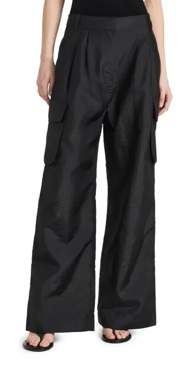 Tibi Crispy Nylon Pleated Cargo Pant Black 4 | Thumbnail 1 Tibi Crispy Nylon Pleated Cargo Pant Black 4 | Thumbnail 1