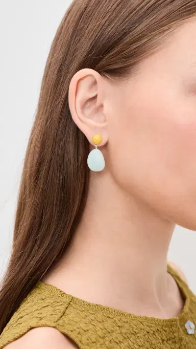 Madewell Semi-Precious Double Drop Earrings Amazonite Multi One Size | Thumbnail 3 Madewell Semi-Precious Double Drop Earrings Amazonite Multi One Size | Thumbnail 3