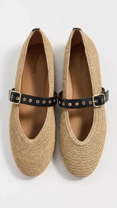 Madewell The Remy Mary Jane Flat in Straw Natural Multi 7 | Thumbnail 4 Madewell The Remy Mary Jane Flat in Straw Natural Multi 7 | Thumbnail 4