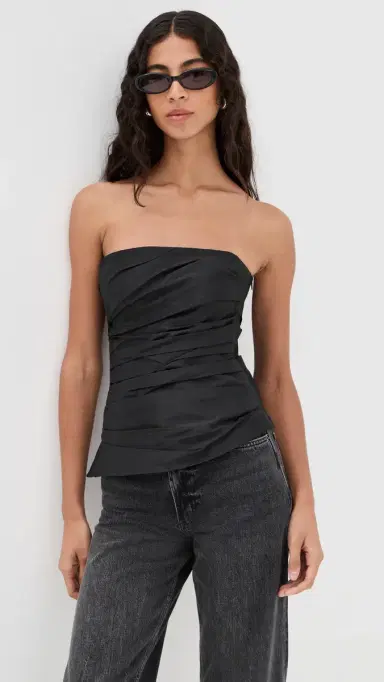 SIMKHAI Emerson Ruched Bustier Top Black | Thumbnail 2 SIMKHAI Emerson Ruched Bustier Top Black | Thumbnail 2