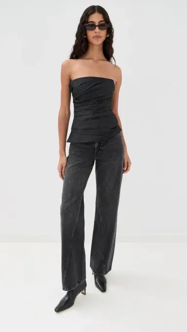 SIMKHAI Emerson Ruched Bustier Top Black | Thumbnail 5 SIMKHAI Emerson Ruched Bustier Top Black | Thumbnail 5