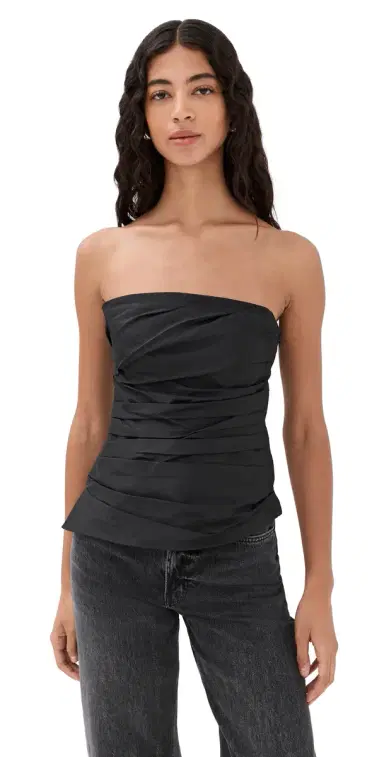 SIMKHAI Emerson Ruched Bustier Top Black | Thumbnail 1 SIMKHAI Emerson Ruched Bustier Top Black | Thumbnail 1