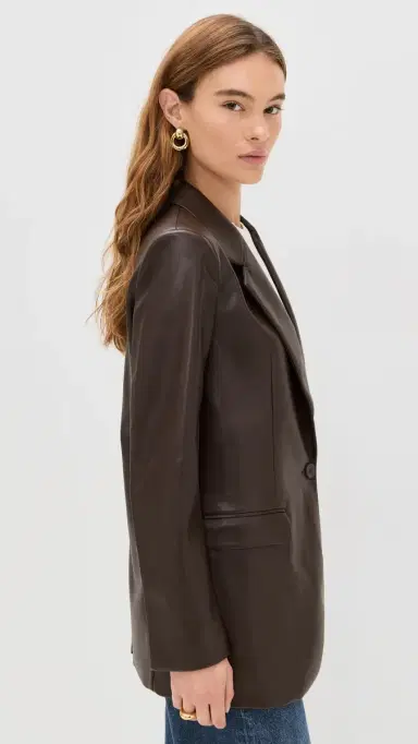 Susana Monaco Faux eather Boyfriend Blazer Java | Thumbnail 4 Susana Monaco Faux eather Boyfriend Blazer Java | Thumbnail 4