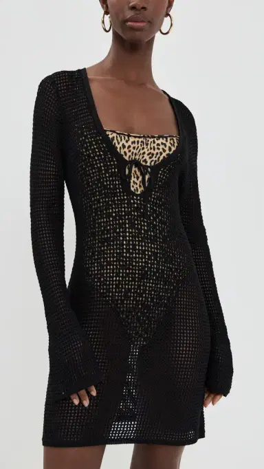 Good American Crochet ini Dress Black001 | Thumbnail 2 Good American Crochet ini Dress Black001 | Thumbnail 2