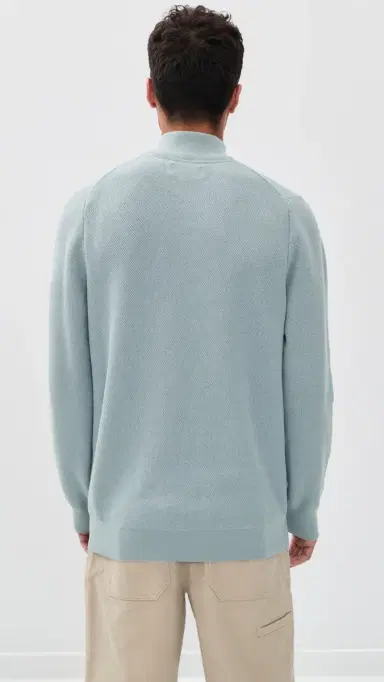 Barbour Essential Honeycomb Half Zip Sweater Slate | Thumbnail 3 Barbour Essential Honeycomb Half Zip Sweater Slate | Thumbnail 3