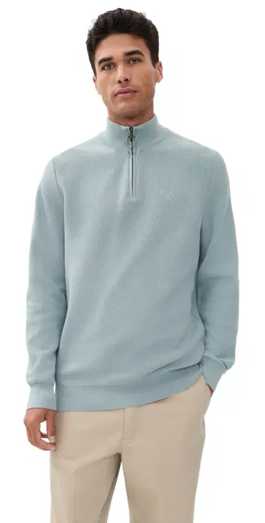 Barbour Essential Honeycomb Half Zip Sweater Slate | Thumbnail 1 Barbour Essential Honeycomb Half Zip Sweater Slate | Thumbnail 1