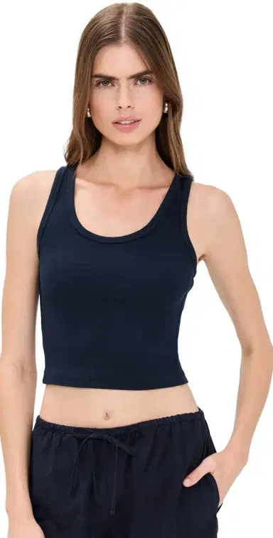 perfectwhitetee Blondie tructured Rib Bra Friendly Tank Navy | Thumbnail 1 perfectwhitetee Blondie tructured Rib Bra Friendly Tank Navy | Thumbnail 1
