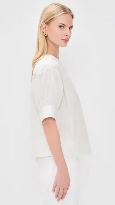 FRAME The V Neck Popover Top Cream ulti | Thumbnail 4 FRAME The V Neck Popover Top Cream ulti | Thumbnail 4