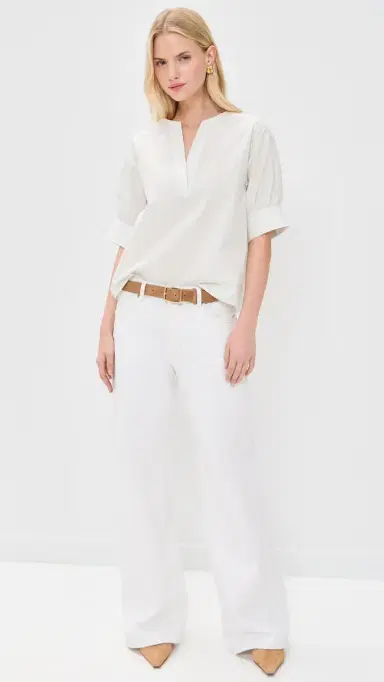 FRAME The V Neck Popover Top Cream ulti | Thumbnail 5 FRAME The V Neck Popover Top Cream ulti | Thumbnail 5