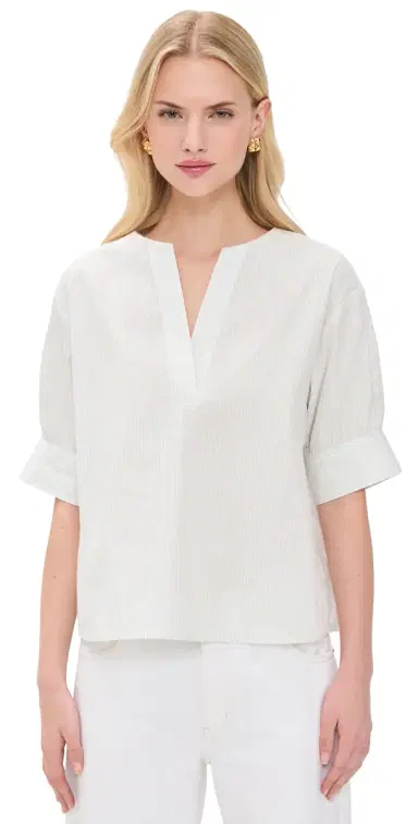 FRAME The V Neck Popover Top Cream ulti | Thumbnail 1 FRAME The V Neck Popover Top Cream ulti | Thumbnail 1