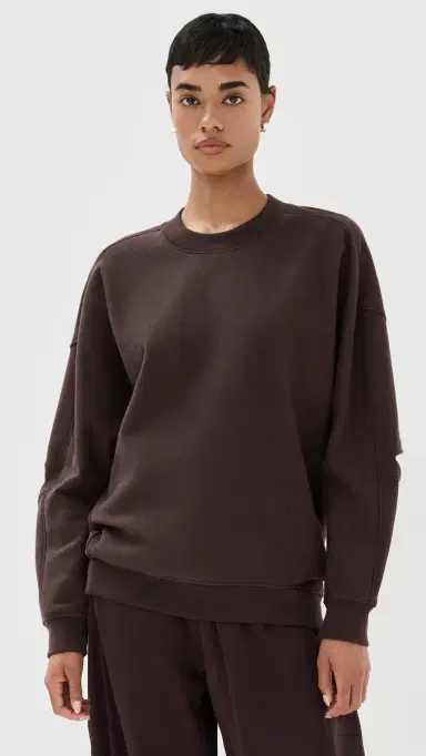 Tibi Cocoon Crew Neck Sweatshirt Brown | Thumbnail 2 Tibi Cocoon Crew Neck Sweatshirt Brown | Thumbnail 2