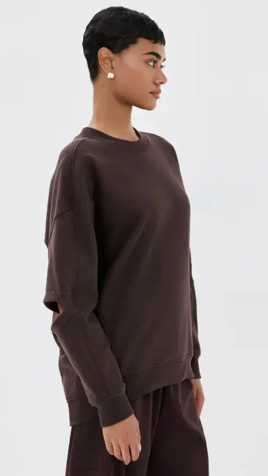 Tibi Cocoon Crew Neck Sweatshirt Brown | Thumbnail 4 Tibi Cocoon Crew Neck Sweatshirt Brown | Thumbnail 4