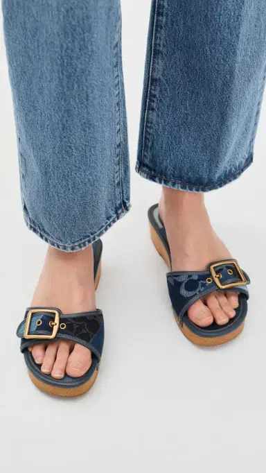 Coach Margot Wooden Sandals Dark Indigo Patchwork Denim | Thumbnail 3 Coach Margot Wooden Sandals Dark Indigo Patchwork Denim | Thumbnail 3