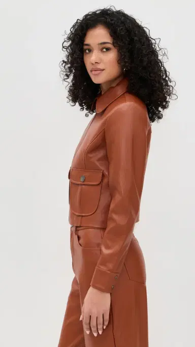 LE BOP Harper Faux eather Jacket Cognac | Thumbnail 4 LE BOP Harper Faux eather Jacket Cognac | Thumbnail 4