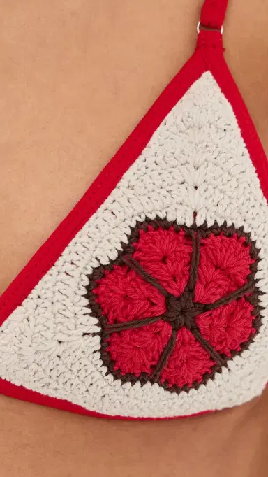 Leslie Amon Cynthia Crochet Flower Bikini Top Red White M | Thumbnail 6 Leslie Amon Cynthia Crochet Flower Bikini Top Red White M | Thumbnail 6