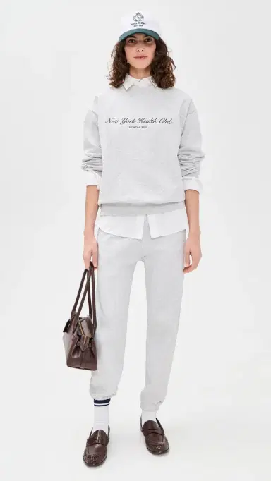 Sporty & Rich New York Health Club Sweatpants Heather Gray | Thumbnail 5 Sporty & Rich New York Health Club Sweatpants Heather Gray | Thumbnail 5
