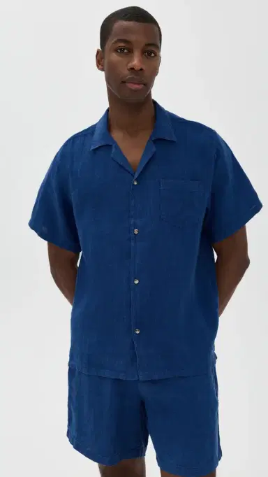 BATHER Short Sleeve inen Camp Shirt Navy | Thumbnail 2 BATHER Short Sleeve inen Camp Shirt Navy | Thumbnail 2