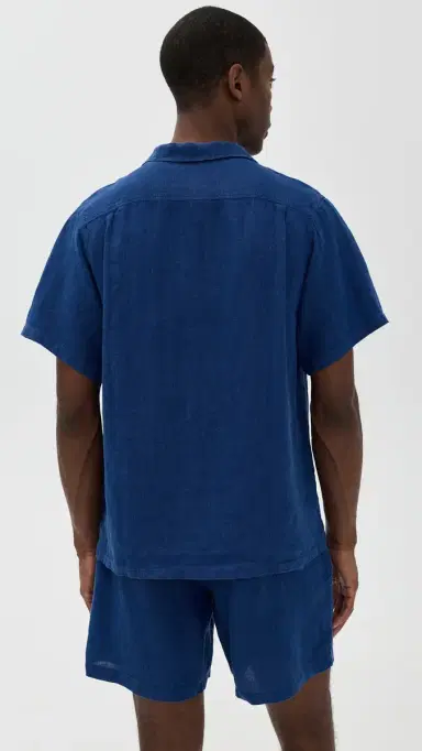 BATHER Short Sleeve inen Camp Shirt Navy | Thumbnail 3 BATHER Short Sleeve inen Camp Shirt Navy | Thumbnail 3